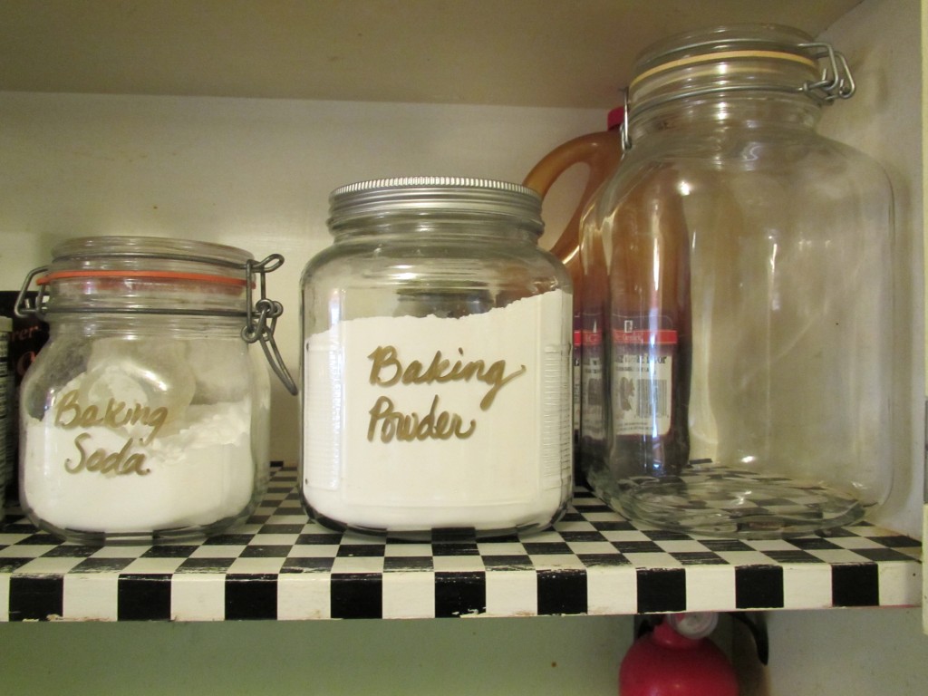 Labeled glass jars
