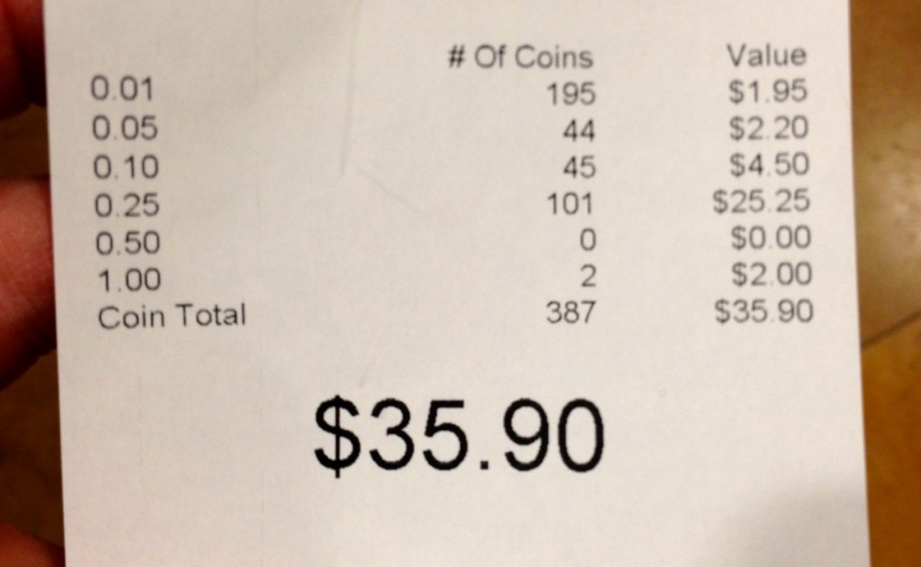 Coin receipt