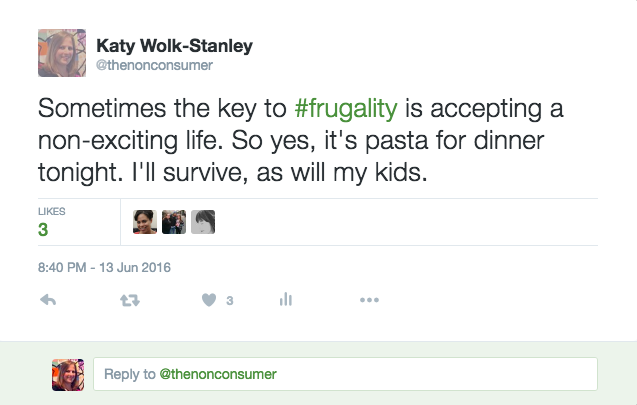 Frugality Tweet