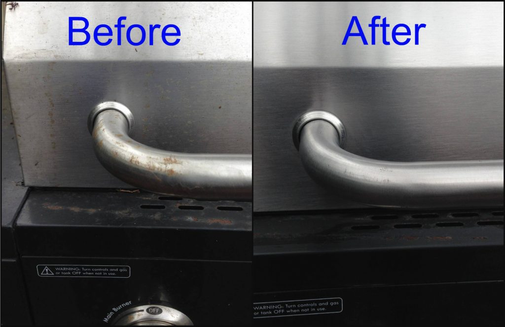 Before and after sink cleaning. Used bar keepers friend and lots