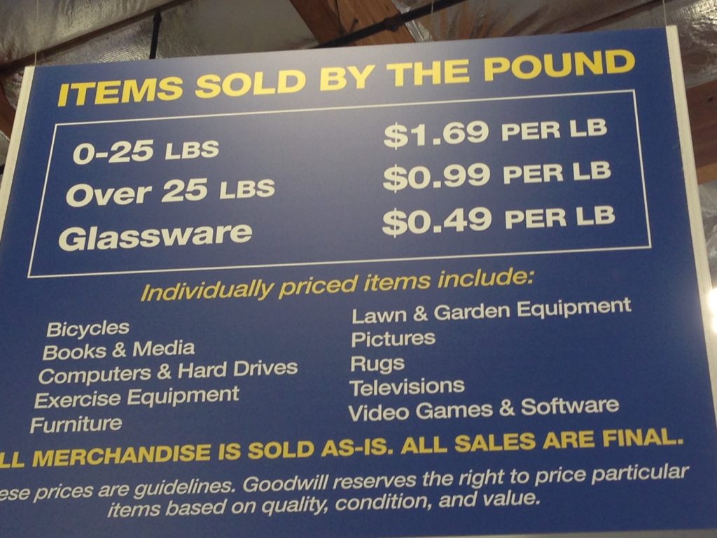 Save big bucks when you pay by the pound and shop at a Goodwill